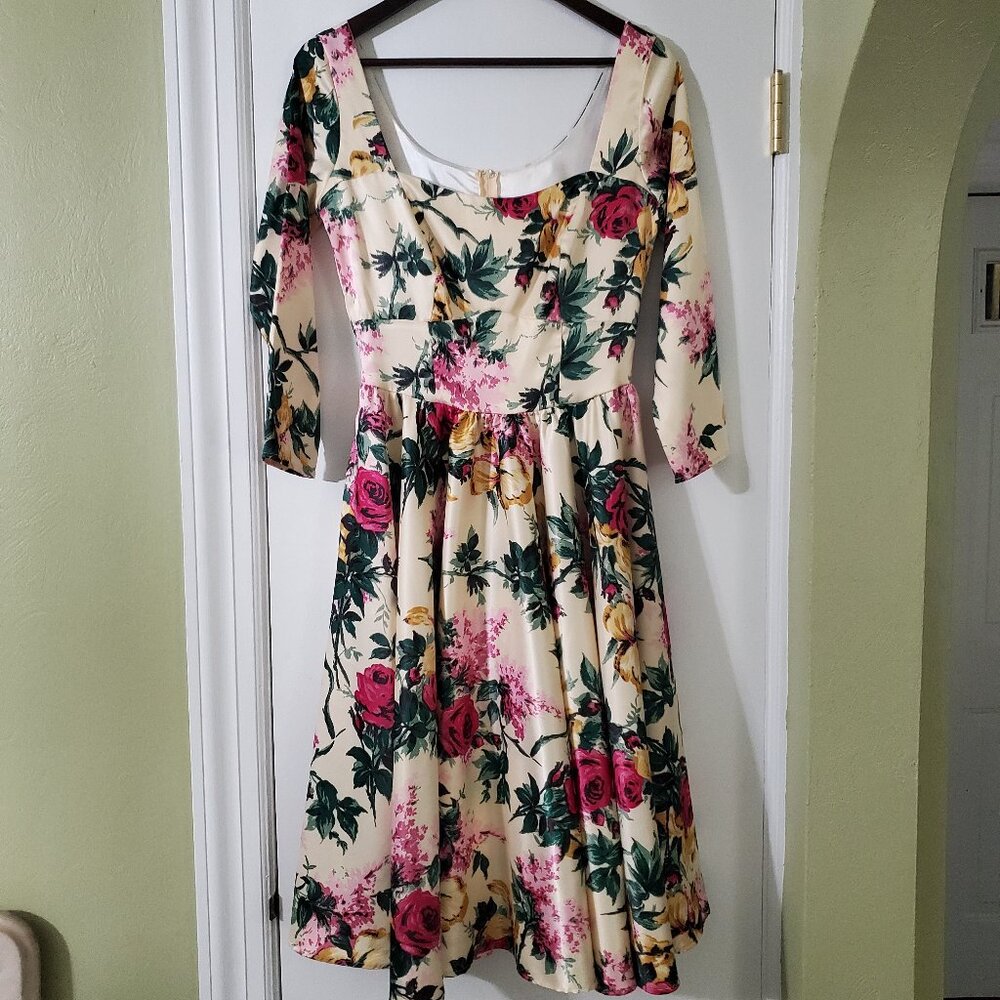 Pinup Couture Satin Floral Dress